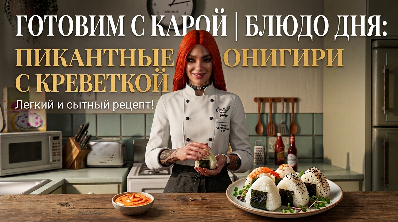 Готовим с Карой. Блюдо дня: Пикантные онигири с креветкой.